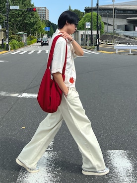 「SINSS（シンス）のWide balloon denim / ワイドバルーンデニム（デニムパンツ）」を使った、てるさん（メンズ・181cm）の夏コーディネート