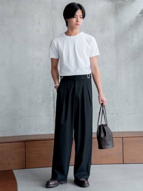 SINSS ストライプスラックス SINSS スラックス Two tuck wide straight stripe slacks / 2