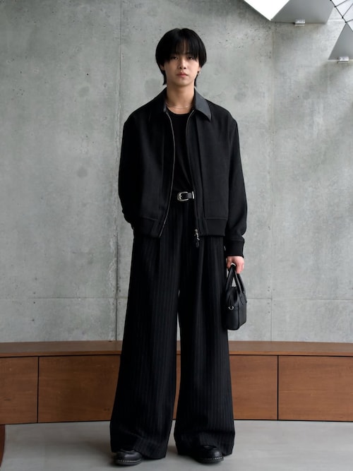 Flannel two tuck wide striped slacks / フランネル2タックワイド