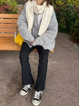 「アイテム（マフラー、ホワイト系）」を使った、ricococogukさん（レディース・156cm）の冬コーディネート