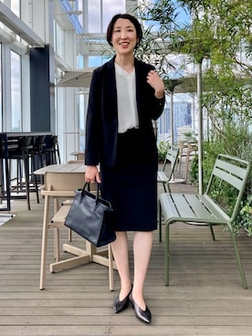 「アイテム（スーツジャケット、グレー系）」を使った、yuriさん（レディース・170cm）の夏コーディネート