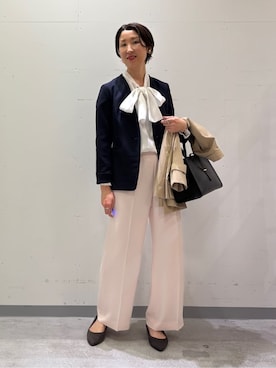 「アイテム（スーツジャケット、ブルー系）」を使った、yuriさん（レディース・170cm）の春コーディネート