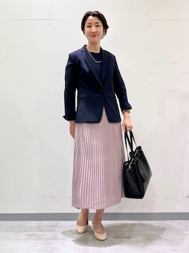 「アイテム（スーツジャケット、ブルー系）」を使った、yuriさん（レディース・170cm）の夏コーディネート