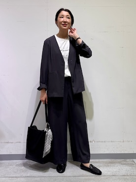 「INDIVI（インディヴィ）の【UVケア／選べるグラフィック】スムースジャージTシャツ（Tシャツ/カットソー、ホワイト系）」を使った、yuriさん（レディース・170cm）の夏コーディネート