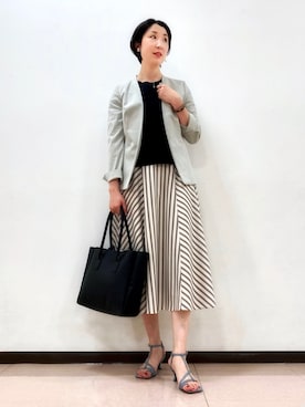 「ママファッション」｜「アイテム（セットアップ）」を使った、yuriさん（レディース・170cm）の春コーディネート