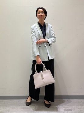 「アイテム（スーツジャケット、グリーン系）」を使った、yuriさん（レディース・170cm）の春コーディネート