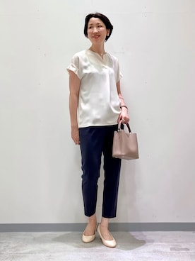 「アイテム（スーツジャケット、グレー系）」を使った、yuriさん（レディース・170cm）の夏コーディネート