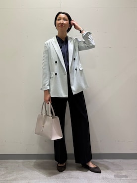 「アイテム（スーツジャケット、グリーン系）」を使った、yuriさん（レディース・170cm）の冬コーディネート