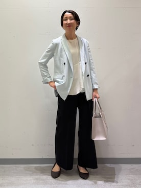 「アイテム（スーツジャケット、グリーン系）」を使った、yuriさん（レディース・170cm）の春コーディネート