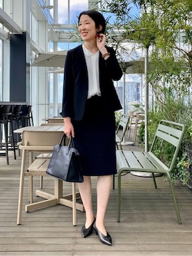 「アイテム（スーツジャケット、グレー系）」を使った、yuriさん（レディース・170cm）の夏コーディネート