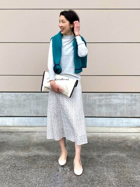 「INDIVI（インディヴィ）の◆【ボーダー/WEB限定カラー/洗える】ウォームコットン配色リブニット（ニット/セーター）」を使った、yuriさん（レディース・170cm）の冬コーディネート