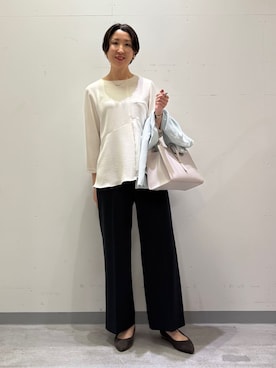 「アイテム（スーツジャケット、グリーン系）」を使った、yuriさん（レディース・170cm）の冬コーディネート