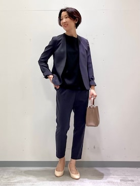 「アイテム（スーツジャケット、グレー系）」を使った、yuriさん（レディース・170cm）の夏コーディネート