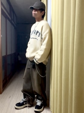 「アイテム（キャップ）」を使った、515151kazuさん（メンズ・171cm・20代）の秋コーディネート