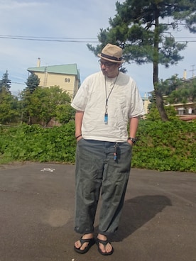 「アイテム（パンツ）」を使った、cocostmilitaryさん（メンズ・186cm）の夏コーディネート