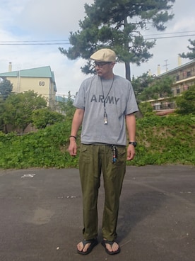 「アイテム（パンツ）」を使った、cocostmilitaryさん（メンズ・186cm）の夏コーディネート