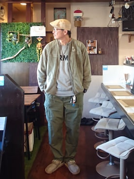 「アイテム（ミリタリージャケット）」を使った、cocostmilitaryさん（メンズ・186cm・40代）の秋コーディネート