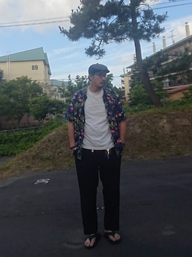 「アイテム（スラックス）」を使った、cocostmilitaryさん（メンズ・186cm・40代）の夏コーディネート