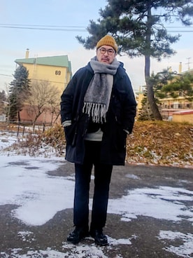 「アイテム（マフラー）」を使った、cocostmilitaryさん（メンズ・186cm）の冬コーディネート