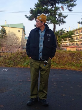 「アイテム（MA-1）」を使った、cocostmilitaryさん（メンズ・186cm）の秋コーディネート