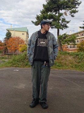 「アイテム（ハンチング/ベレー帽）」を使った、cocostmilitaryさん（メンズ・186cm・40代）の秋コーディネート