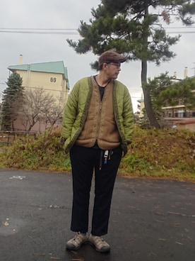 「アイテム（パンツ）」を使った、cocostmilitaryさん（メンズ・186cm）の秋コーディネート