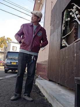 「アイテム（スタジャン）」を使った、cocostmilitaryさん（メンズ・186cm・40代）の秋コーディネート