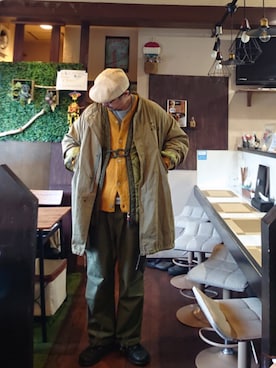 「アイテム（ノーカラージャケット）」を使った、cocostmilitaryさん（メンズ・186cm）の秋コーディネート