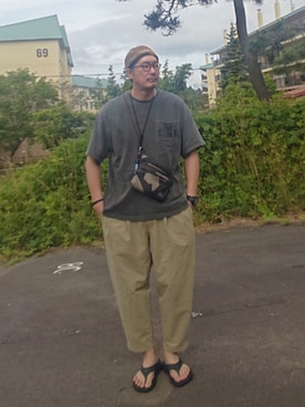 「アイテム（Tシャツ/カットソー）」を使った、cocostmilitaryさん（メンズ・186cm）の夏コーディネート