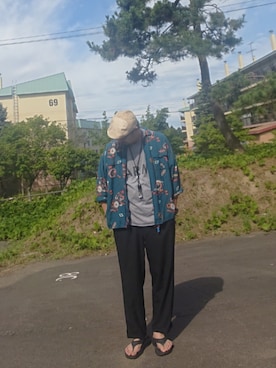 「アイテム（帽子、ベージュ系）」を使った、cocostmilitaryさん（メンズ・186cm）の夏コーディネート