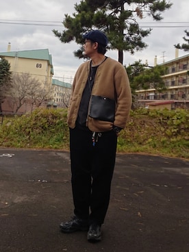 「アイテム（ノーカラージャケット）」を使った、cocostmilitaryさん（メンズ・186cm）の秋コーディネート