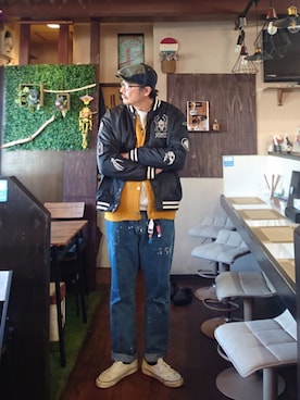 「アイテム（スタジャン）」を使った、cocostmilitaryさん（メンズ・186cm）の秋コーディネート