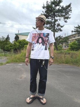 「CA4LA（カシラ）のアイテム（帽子）」を使った、cocostmilitaryさん（メンズ・186cm）の夏コーディネート
