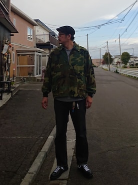 「アイテム（カバーオール）」を使った、cocostmilitaryさん（メンズ・186cm）の秋コーディネート