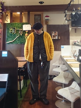 「アイテム（カーディガン/ボレロ）」を使った、cocostmilitaryさん（メンズ・186cm・40代）の秋コーディネート