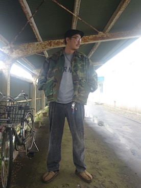 「アイテム（ハンチング/ベレー帽）」を使った、cocostmilitaryさん（メンズ・186cm）の秋コーディネート