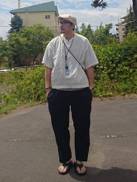 「アイテム（Tシャツ/カットソー）」を使った、cocostmilitaryさん（メンズ・186cm・40代）の夏コーディネート