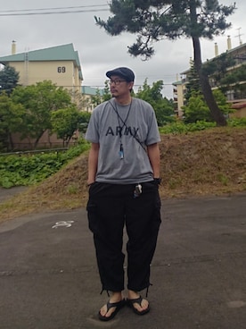 「アイテム（ハンチング/ベレー帽）」を使った、cocostmilitaryさん（メンズ・186cm）の夏コーディネート