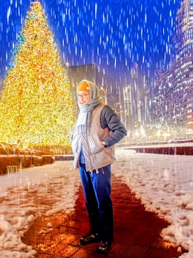 「アイテム（ニットキャップ/ビーニー）」を使った、cocostmilitaryさん（メンズ・186cm・40代）の冬コーディネート