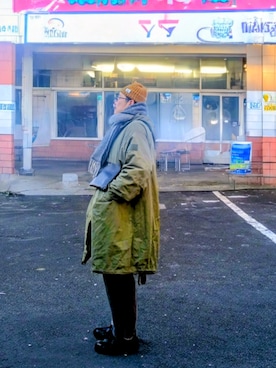 「アイテム（帽子）」を使った、cocostmilitaryさん（メンズ・186cm）の冬コーディネート