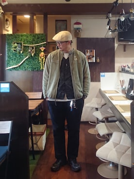 「アイテム（ノーカラージャケット）」を使った、cocostmilitaryさん（メンズ・186cm）の秋コーディネート