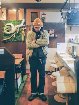 「アイテム（デニムパンツ）」を使った、cocostmilitaryさん（メンズ・186cm・40代）の冬コーディネート