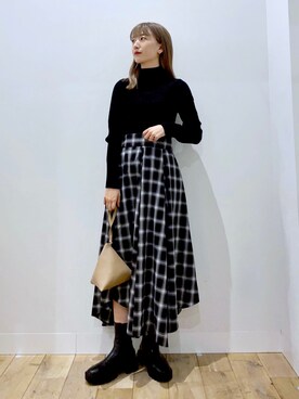 「チェック柄に恋してる」｜「アイテム（財布/小物）」を使った、maiさん（レディース・162cm）の冬コーディネート