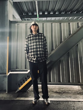 「SCHOTT」｜「アイテム（キャップ）」を使った、okabemanさん（メンズ・180cm）の春コーディネート