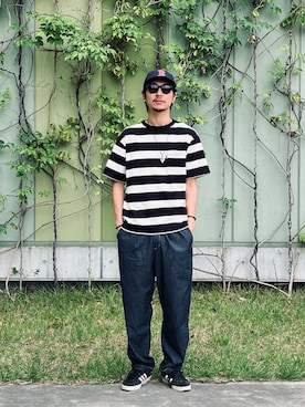 「schott（ショット）のアイテム（その他パンツ）」を使った、okabemanさん（メンズ・178cm）の夏コーディネート