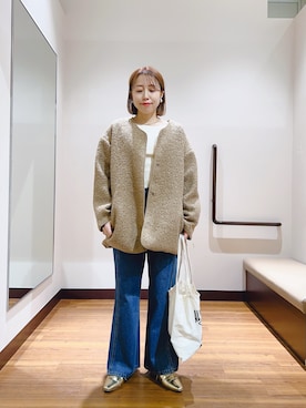 「アイテム（ノーカラージャケット）」を使った、fujimonさん（レディース・159cm・30代）の秋コーディネート