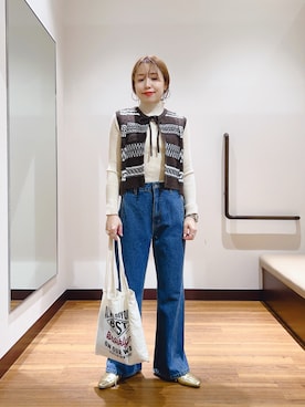 「アイテム（ベスト）」を使った、fujimonさん（レディース・159cm・30代）の秋コーディネート