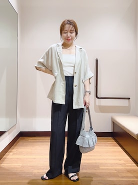 「ITEMS URBANRESEARCH（アイテムズ アーバンリサーチ）のシアードルマンジャケット（その他アウター、ブラウン系）」を使った、fujimonさん（レディース・159cm）の夏コーディネート