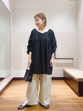 「ITEMS URBANRESEARCH（アイテムズ アーバンリサーチ）のREFINED LINEN イージーパンツ（その他パンツ、その他）」を使った、fujimonさん（レディース・159cm）の秋コーディネート