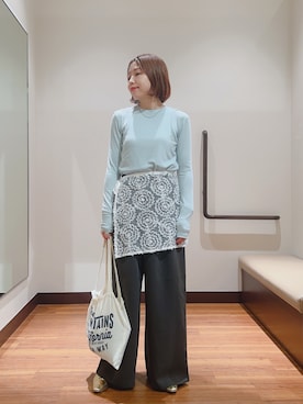 「スラックスパンツ」｜「アイテム（スカート）」を使った、fujimonさん（レディース・159cm）の秋コーディネート